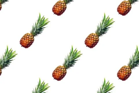 Food pattern with pineapples on white Stock Photos