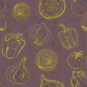 Food pattern seamless hand drawn design Stock Illustration