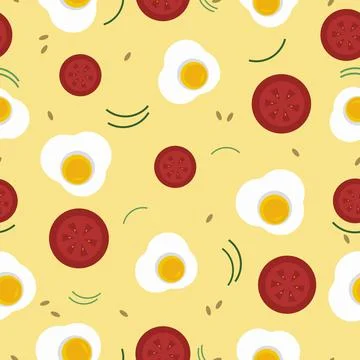 Food pattern seamless scrambled eggs with vegetables vector Stock Illustration