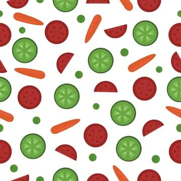 Food pattern seamless vegetables vector Stock Illustration