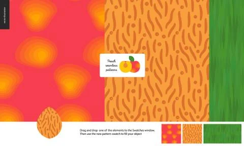 Food patterns, fruit, peach Stock Illustration