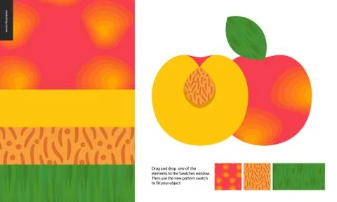 Food patterns, fruit, peach Stock Illustration