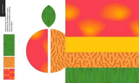 Food patterns, fruit, peach Stock Illustration