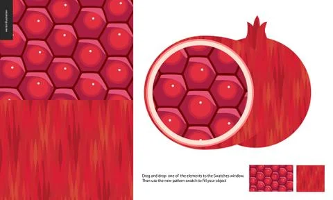 Food patterns, fruit, pomegranate Stockillustratie