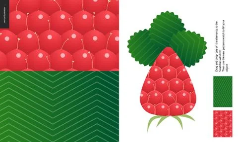Food patterns, fruit, raspberry Stockillustratie