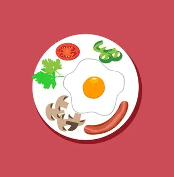 Food on Plate Vector Stock Illustration