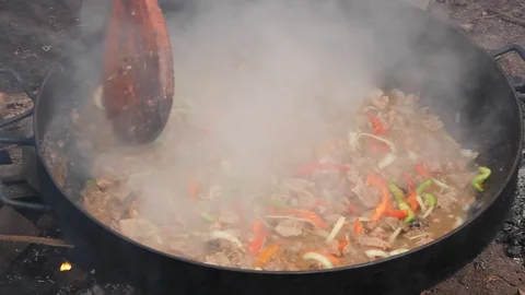 Food to the plow disk typical of Argentine gastronomy Stock Footage 107544559