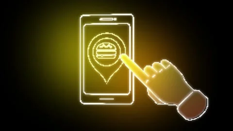 The food point. Smartphone screen. Ordering food. Black background. Stock Footage 265195208