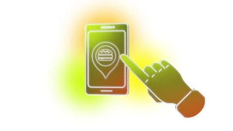 The food point. Smartphone screen. Ordering food. White background. Stock Footage 265195237