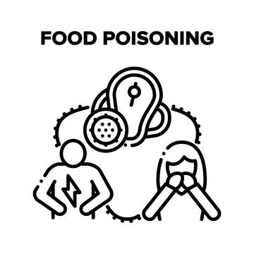 Food Poisoning Vector Black Illustrations Stock Illustration