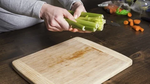 Food prep celery Stock Footage 121443685