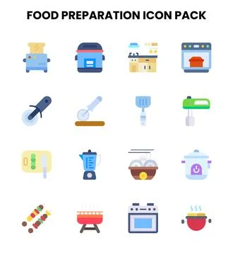Food Preparation Flat Bundle Icons Pack Stock Illustration