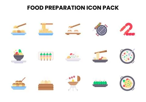 Food Preparation Flat Vector Icons Pack Stockillustratie