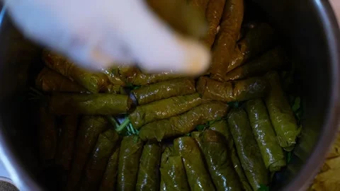 Food Preparation in Kitchen – Stuffed Vegetable Rolling Process Stock Footage 333741389