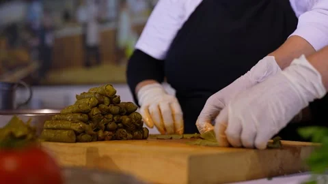 Food Preparation in Kitchen – Stuffed Vegetable Rolling Process Stock Footage 333741465