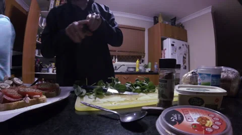 Food preparation time lapse in kitchen Stock Footage