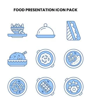 Food Presentation Blue Bundle Icons Pack Иллюстрация