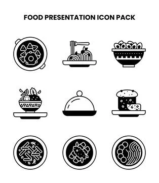 Food Presentation DuoTone Bundle Icons Pack Stock Illustration