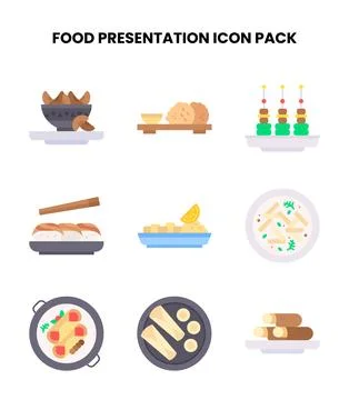 Food Presentation Flat Icons Pack Stock Illustration