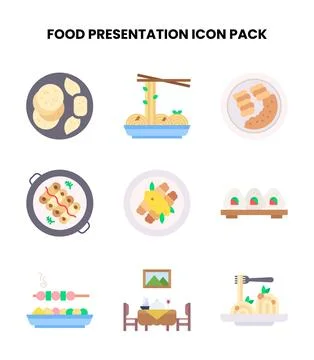 Food Presentation Flat UI Icons Pack Stock Illustration