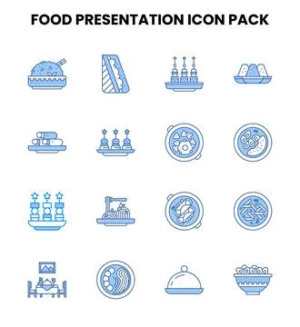 Food Presentation Two Colour Design Icons Pack Stock Illustration