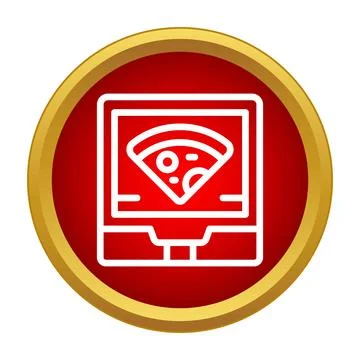 Food printing technology generating pizza icon in red circle イラスト素材