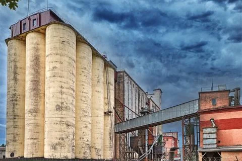 Food processing, grain storage silo with drying on mechanized bakery. 写真素材