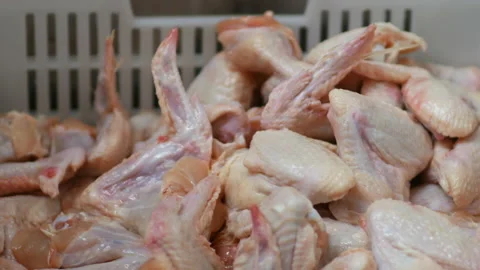 Food processing plant, chicken wings Stock Footage 87322031
