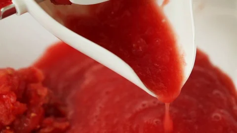Food processing - tomato juice, close up Stock Footage 91040235