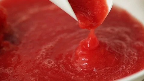 Food processing - tomato juice, close up Stock Footage 91040499