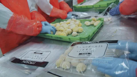 A food processing workshop in Shandong, China Stock Footage 140331136