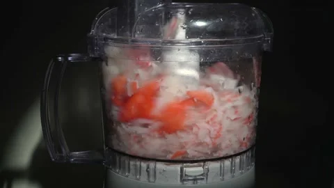 Food processor chops imitation crab Stock Footage 141544759