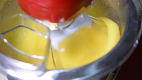 Food processor with dough.Liquid gluten free dough in blender Stock Footage 103866375