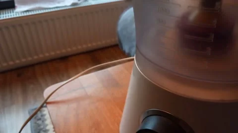 Food Processor Empty Blade Constant Whir -- Close-up on Chopping Mechanism Video stock 342219185