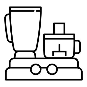 Food processor icon, outline style 스톡 일러스트