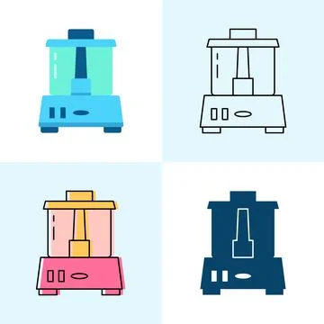 Food processor icon set in flat and line styles Stock Illustration