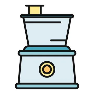 Food processor kitchen appliance vector icon flat outline Stock Illustration