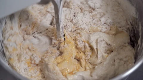 Food processor to kneading dough for bread. Manufacturing process of spanish Stock Footage 148006362