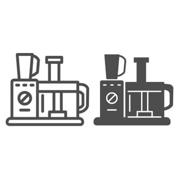 Food processor line and solid icon, Kitchen equipment concept, Food blender Stock Illustration