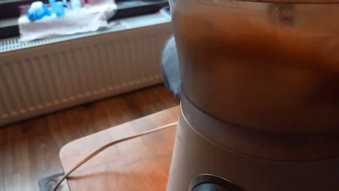Food Processor Spaghetti Chopping to Abrupt Stop -- Close-up on Blade Mechan Stock Footage 341317898