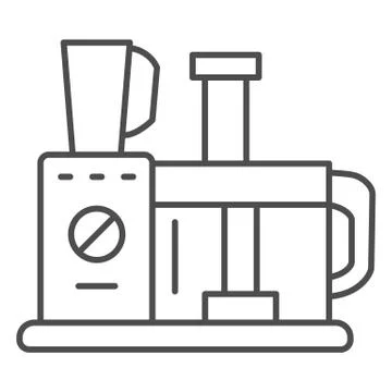Food processor thin line icon, Kitchen equipment concept, Food blender machine Stock Illustration