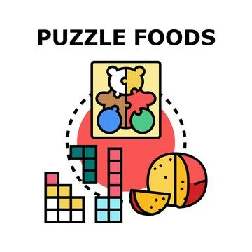 Food puzzle game elements and healthy eating concept Stock Illustration