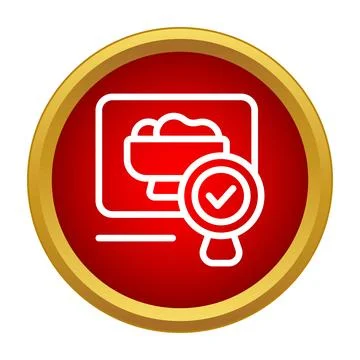 Food quality check certification icon in a golden frame Stock Illustration