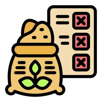 Food quality control test failed result icon showing a bag and a checklist Stock Illustration