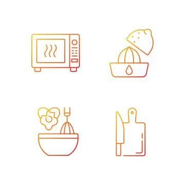 Food recipe gradient linear vector icons set Illustrazione stock