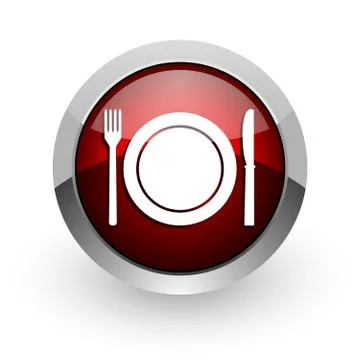 Food red circle web glossy icon. Stock-Illustration