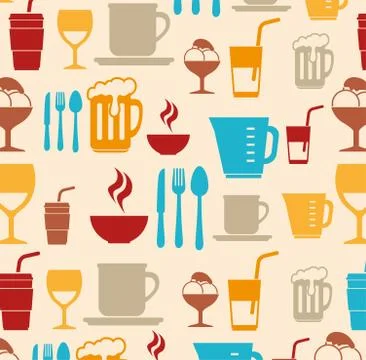 Food-related objects pattern Stock Illustration