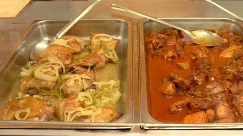 Food on the restaurant buffet table Stock Footage 131919371