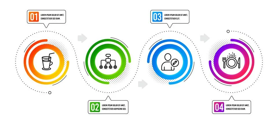 Food, Restructuring and Edit user icons set. Cocktail sign. Cutlery, Delegate Stock Illustration