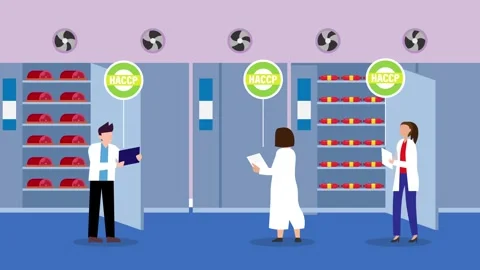 Food Safety Inspectors Checking Cold Storage Inventory with HACCP Quality C.. Stock Footage 337940682